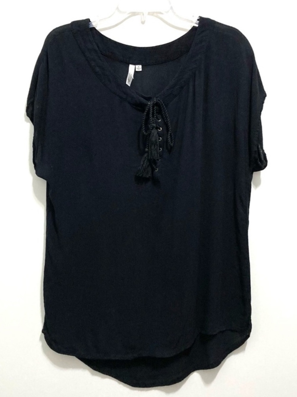 NY Collection Women’s Black Peasant Top